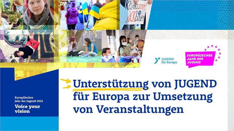 Banner Unterstützung von JUGEND für Europa zur Umsetzung von Veranstaltungen