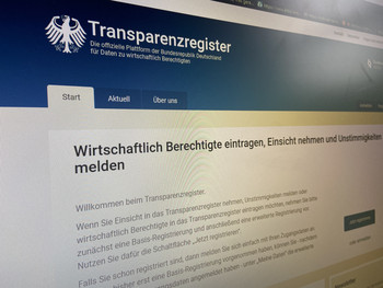 Webseite für das Transparenzregister