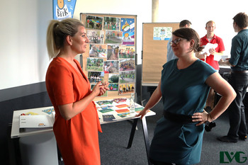 Eileen Franz (GKV) und Katrin Meurer (BeiK) im Gespräch