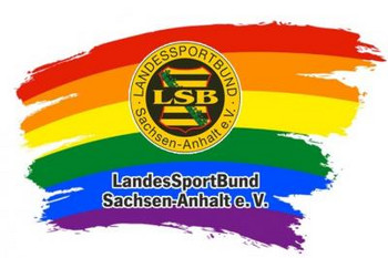 Logo des Landessportbundes auf einem Regenbogen