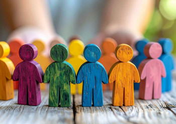 Symbolbild bunte Holzfiguren im Kreis