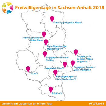 Karte mit den Freiwilligentagen in Sachsen-Anhalt 2018