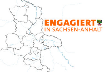 Karte von Sachsen-Anhalt mit dem Logo des Engagementportals