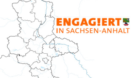Karte von Sachsen-Anhalt mit dem Logo des Engagementportals